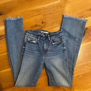 High Rise Frayed Bootcut Jeans Women